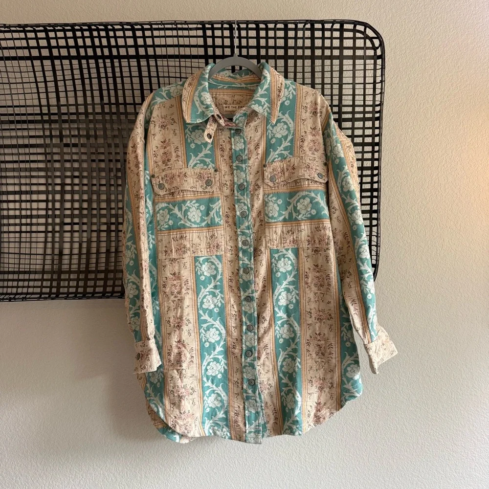 Free people we the free wonderland fog jacquard shirt - Picture 3 of 9